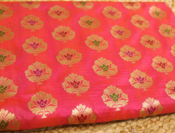 Rani Pink Floral Buttas with Meenakari Pure Katan Banaras Silk Saree