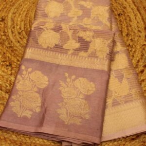 Ombre Jaal Horizontal Stripes Semi Banaras Silk Saree