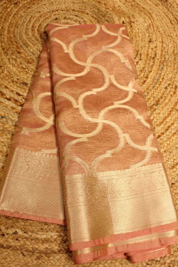 Geometrical Zari with Border Crushed Tissue Saree