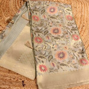 Alternative view of Jaal Work with Meenakari Designer Saree