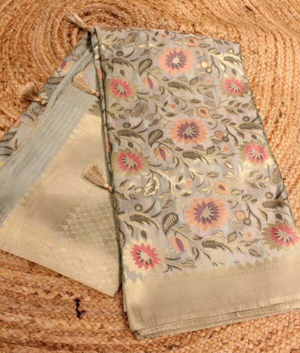 Jaal Work with Meenakari Designer Saree - Image 2