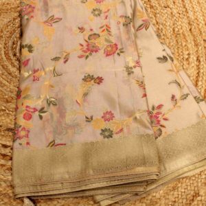 Golden Zari Jaal with Meenakari Designer Saree