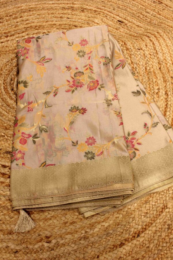 Golden Zari Jaal with Meenakari Designer Saree