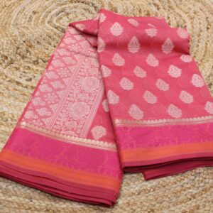 Buttas & Self Embossed Border Silk Cotton Saree