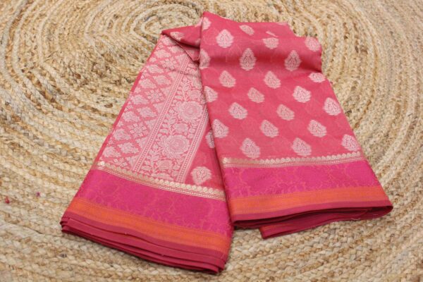Buttas & Self Embossed Border Silk Cotton Saree