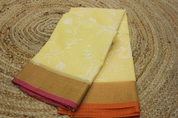 Floral Embroidery Kota Checks  Saree
