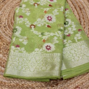 Alternative view of Zari Jaal with Meenakari Georgette Saree