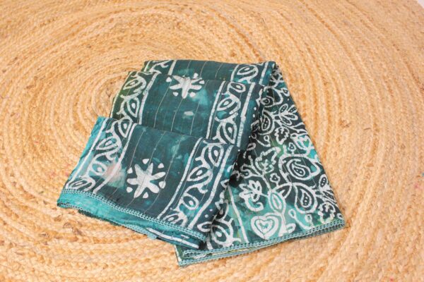 Batik Print Cotton Silk Saree - Image 2