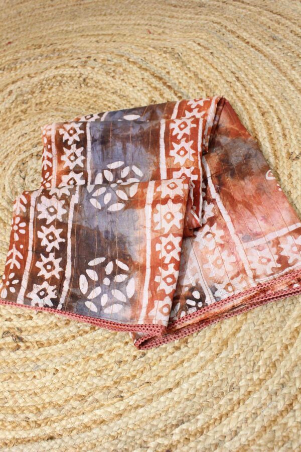 Batik Print Cotton Silk Saree - Image 3