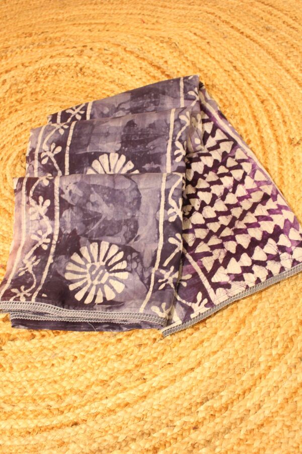 Batik Print Cotton Silk Saree - Image 5