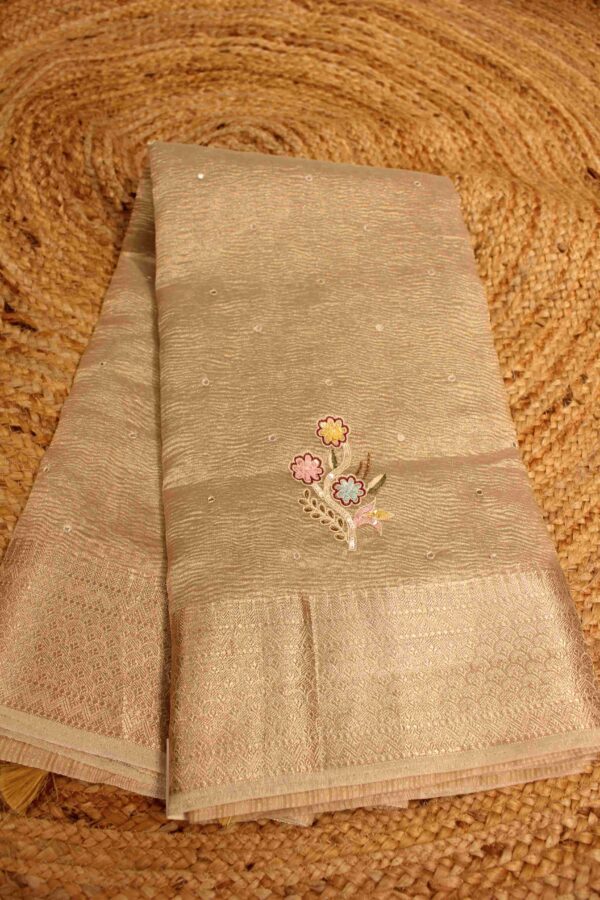 Sequence Hand work Crush Tissue Saree