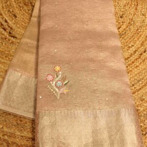 Alternative view of Sequence Hand work Crush Tissue Saree