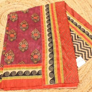 Alternative view of Digital Print with Kantha work Sequence Tussar Saree