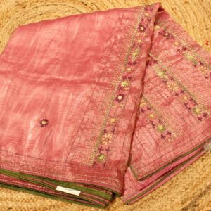 Alternative view of Vertical Kantha work Crush Organza Saree
