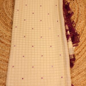 Zari Checks with Mirror & Pearl Work Georgette Saree