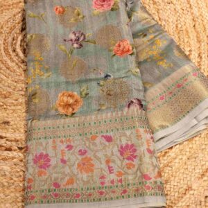 Digital Print with Zari Butta & Meenakari Tussar Saree