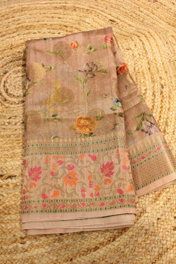 Digital Print with Zari Butta & Meenakari Tussar Saree - Image 2