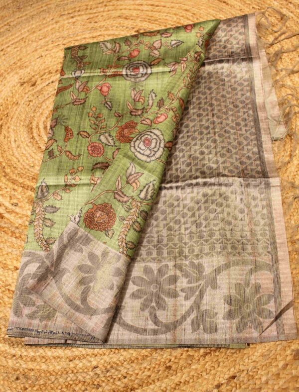 Printed Jaal & Self Embossed Tussar Saree