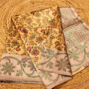 Alternative view of Printed Jaal & Self Embossed Tussar Saree