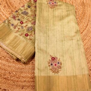 Kantha work Tussar Saree