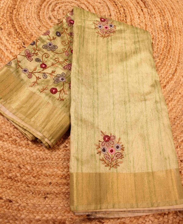 Kantha work Tussar Saree