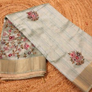 Alternative view of Kantha work Tussar Saree