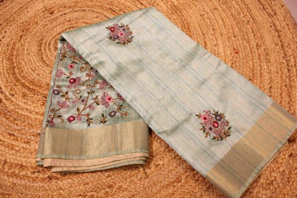 Kantha work Tussar Saree - Image 2