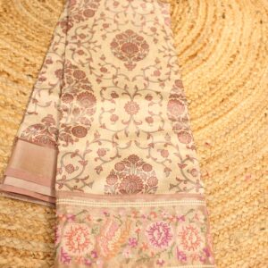 Printed Jaal with Cross Stich Border Saree