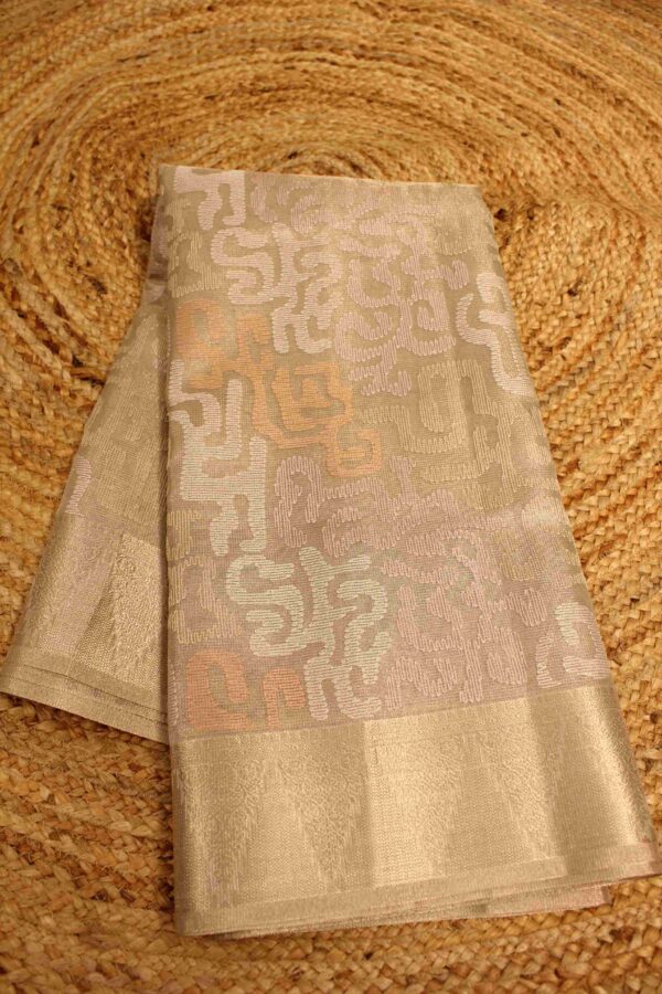 Gold & Multicolour Thread work Tissue Saree