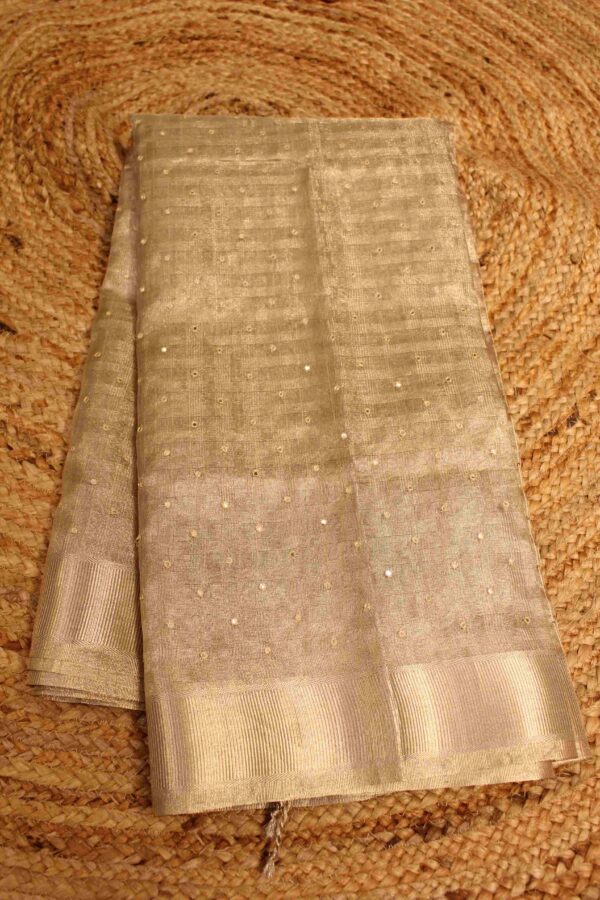 Mirror & Sequence work Tissue Saree