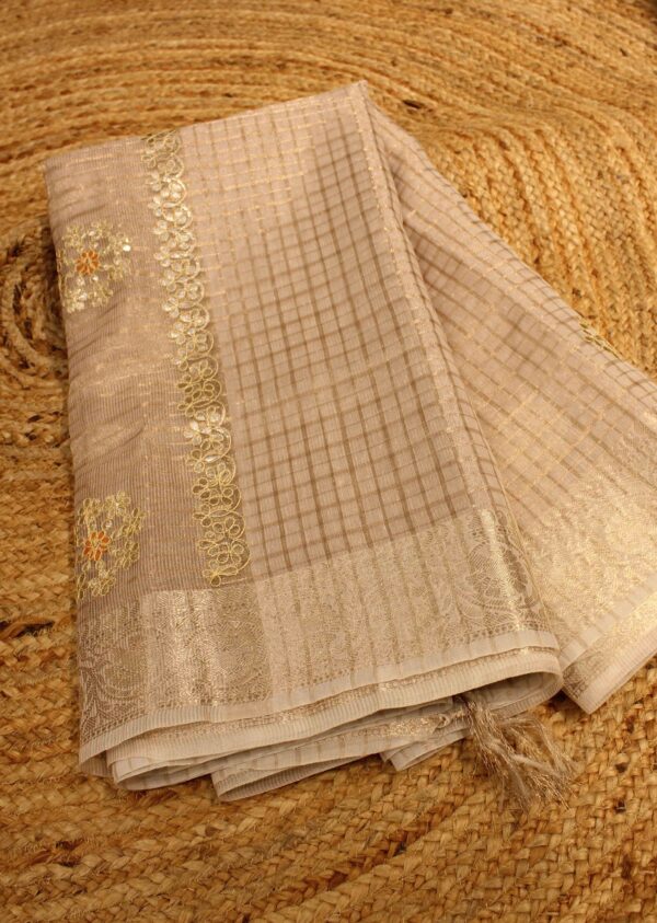 Zari Checks Thread workTissue Saree