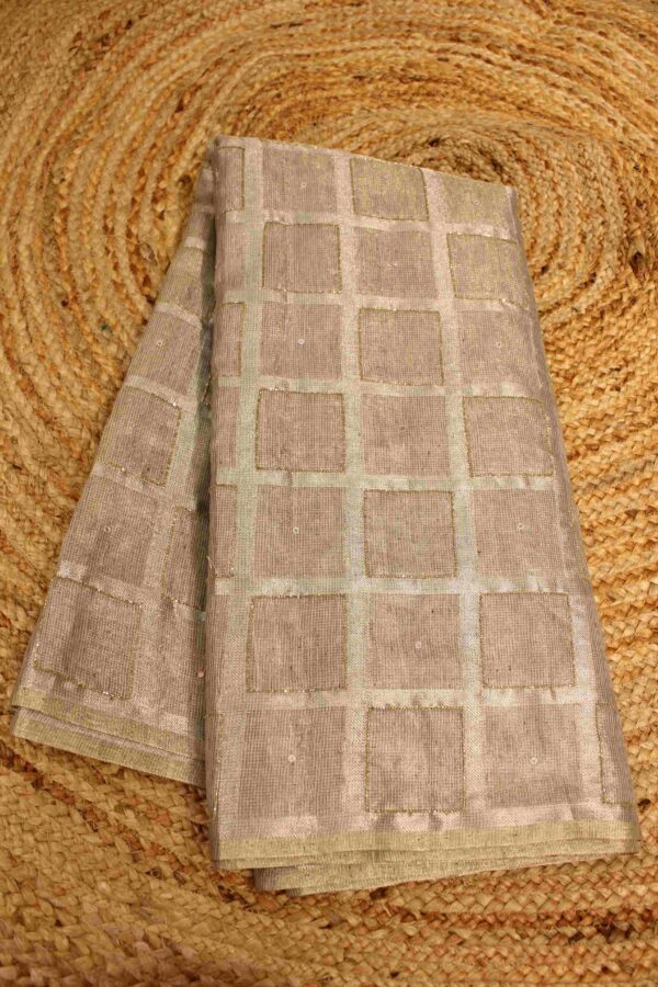 Cut Dana Checks with Mirror work Tissue Saree