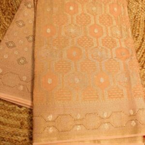 Geometrical Zari weaving with Zircon work Saree
