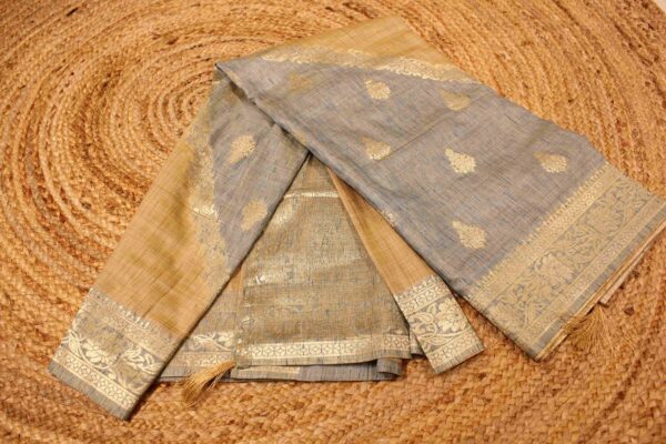 Gold Zari Woven Buttas Tussar Saree