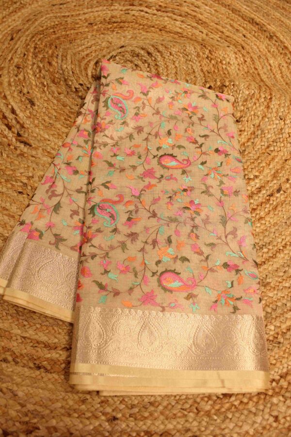 Multicolour Embroidery Tissue Saree