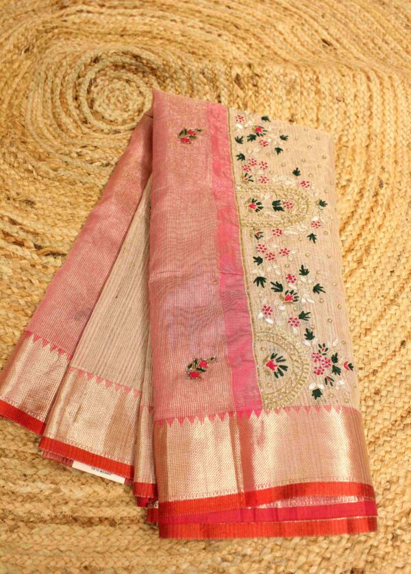 Cut Dana & Pearl work Tissue Saree