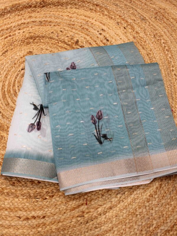 Printed Zari Buttas Cotton Saree