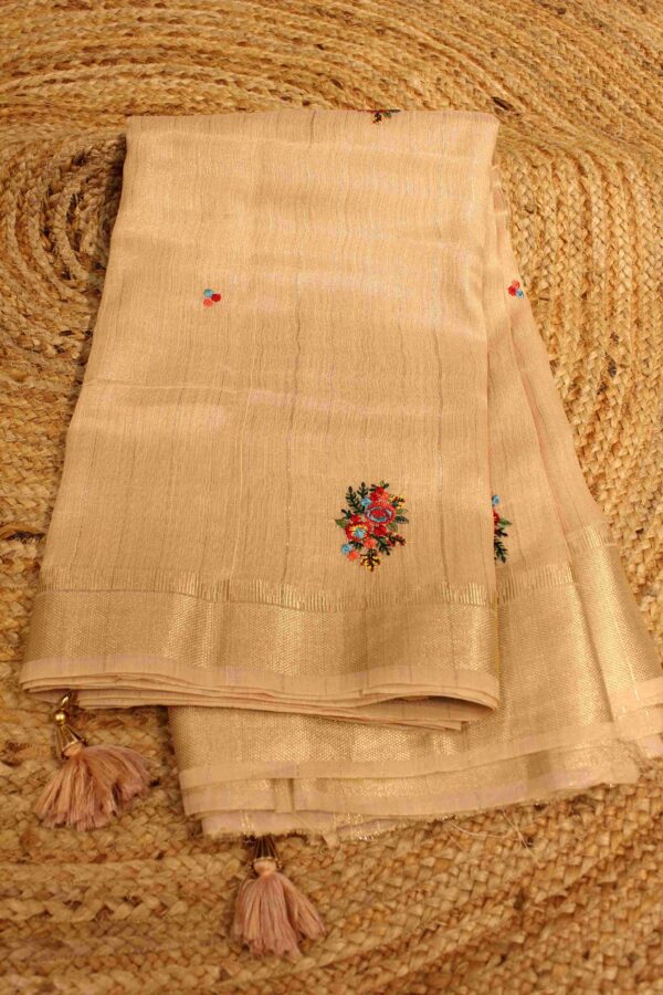 Embroidery Tussar Tissue Saree