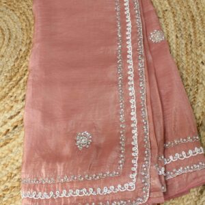 Pearl & Zircon work Designer Saree