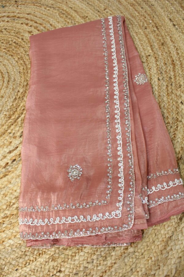 Pearl & Zircon work Designer Saree