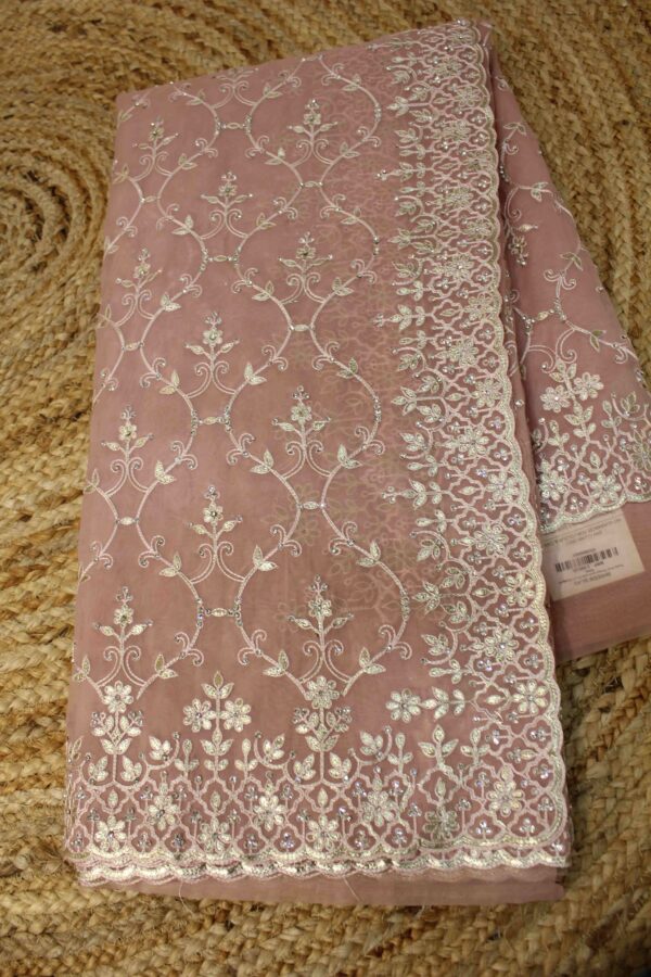 Dusty Pink Thread work with Zircon Designer Saree
