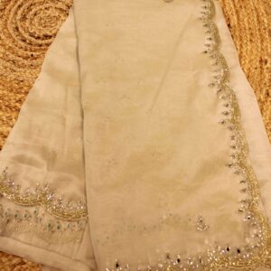 Mirror work Scallop Border Organza Designer Saree
