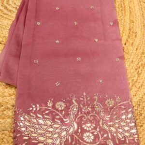 Gold Zari Embroidery with Zircon Organza Designer Saree