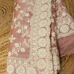 Dusty Pink Embroidery with Pearl Designer Saree