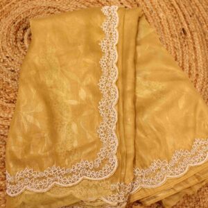 Gold with Pearl work Designer Saree