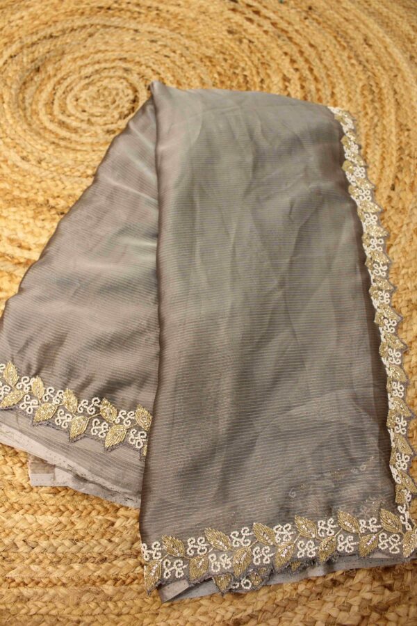 Grey with cut dana work Designer Saree