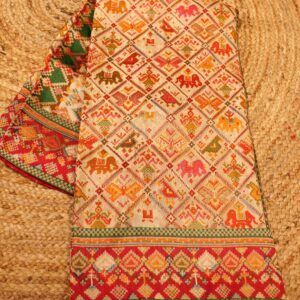 Alternative view of Elephant Pichwai Position Print Zari Woven Crepe DesignerSaree