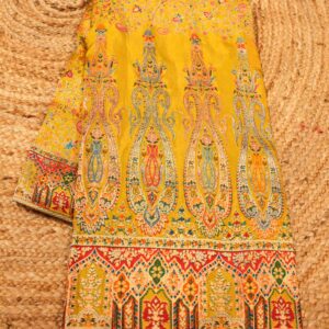 Pichwai Position Print Zari Zaal Woven Crepe Saree