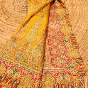 Alternative view of Pichwai Position Print Zari Zaal Woven Crepe Saree