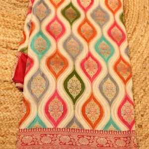 Alternative view of Meenakari Position Print Zari Woven Crepe Designer Saree